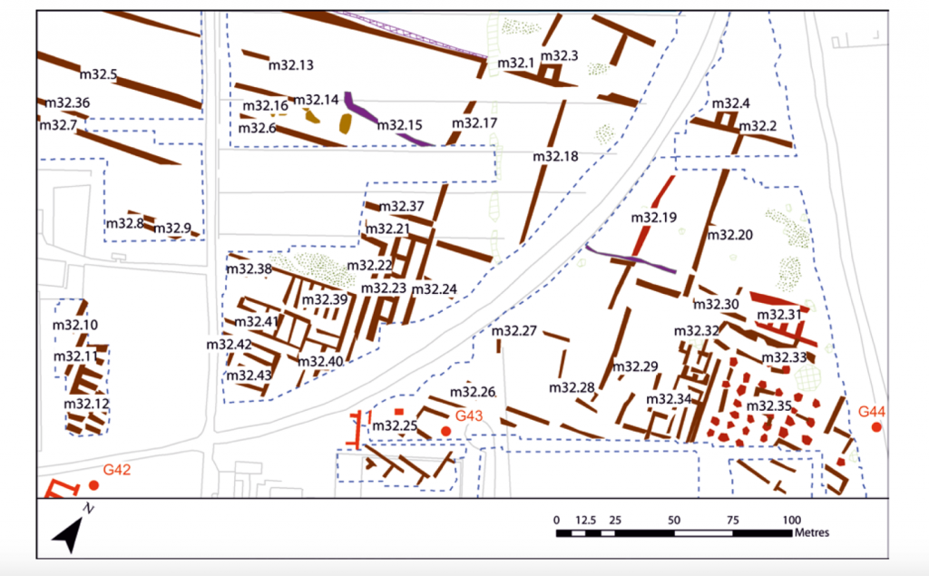 Warehouses and other buildings discovered in the geophysical survey of the southern part of the Isola Sacra facing Ostia