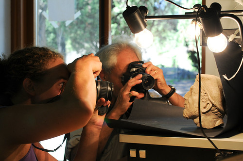 Project Director Simon Keay photographing marble head found at Portus.
Photo: Hembo Pagi